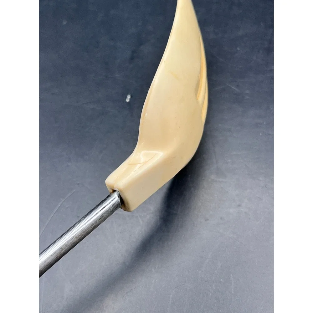 Vtg White Beige Slotted‎ Spatula White Handle Kitchen Utensil Kitchenware Retro